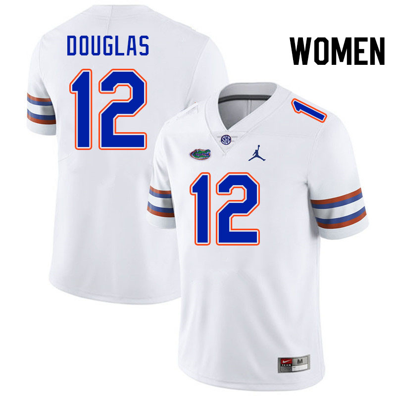 Women #12 DJ Douglas Florida Gators College Football Jerseys Stitched-White
